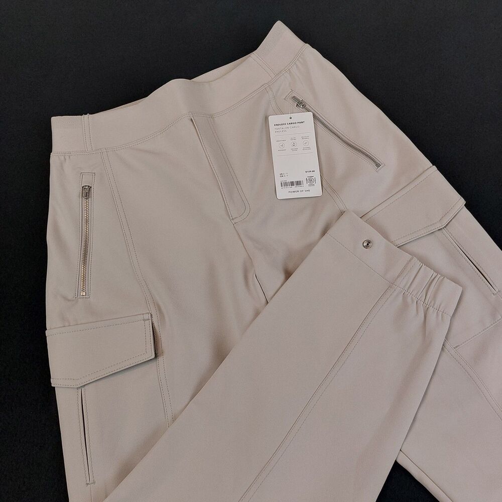 ATHLETA Endless Cargo High Rise Jogger Pants Women's 8 Pet (Fit 28x27) Beige NWT